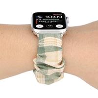 Elastisch scrunchie nylon bandje - Khaki / Groen - Geschikt voor Apple Watch 38mm / 40mm / 41mm / 42mm - thumbnail