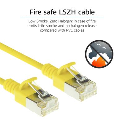 ACT DC7800 LSZH U/FTP CAT6A Datacenter Slimline Patchkabel Snagless | RJ45 Connectoren | Geel | 50 cm