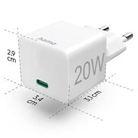 Hama Snellader USB-C PD/Qualcomm® Mini-oplader 20 W Wit - thumbnail