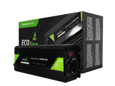 EcoLine 24V naar 230V Omvormer - 1000W Continu / 2000W Piek - Zuivere Sinusgolf - Spanningsomvormer voor Auto, Camper en Caravan