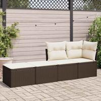 2-delige Loungeset met kussens poly rattan acacia bruin - thumbnail