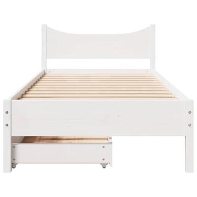 Bedframe met lades massief grenenhout wit 75x190 cm