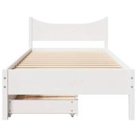Bedframe met lades massief grenenhout wit 75x190 cm - thumbnail