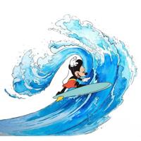 Komar Into Adventure Fotobehang Disney - Mickey Mouse - Surfing - IADX6-007 - thumbnail