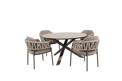 Calma diningset met Prado tafel terre keramiek rond dia. 130 cm Taste - Taste