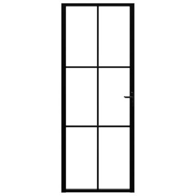 VidaXL Binnendeur 76x201,5 cm esg-glas en aluminium zwart