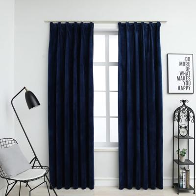 VidaXL Gordijnen verduisterend 2 st met haken 140x175 cm fluweel blauw VidaXL Gordijnen verduisterend 2 st met haken 140x175 cm fluweel blauw