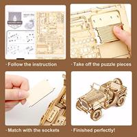 Robotime ROKR 3D houten legerjeep - thumbnail