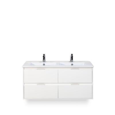 Porto Badmeubelset 120 cm - 4 laden Wit Hoogglans - Keramische Wastafel Wit Slim