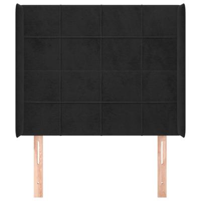 Hoofdbord met randen 83x16x118/128 cm fluweel zwart - thumbnail