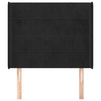 Hoofdbord met randen 83x16x118/128 cm fluweel zwart - thumbnail