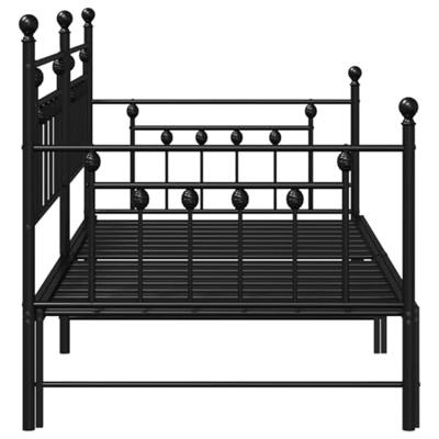 Bedframe voor een daybed met hoofdeinde Zwart 90 x 200 cm Staal