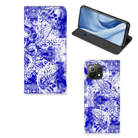 Mobiel BookCase Xiaomi 11 Lite NE 5G | Mi 11 Lite Angel Skull Blauw - thumbnail