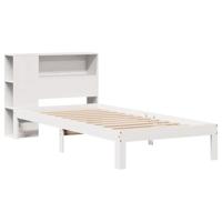Bed met boekenkast zonder matras grenenhout wit 90x190 cm - thumbnail