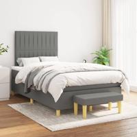 Boxspring met matras stof donkergrijs 120x200 cm - thumbnail
