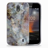 Nokia 1 | TPU | Siliconen hoesje | Marmer Grijs - thumbnail