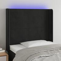 Hoofdbord LED 93x16x118/128 cm fluweel zwart - thumbnail
