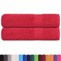 VidaXL Handdoeken 2 st 50x100 cm 360 g/m² 100% katoen rood - thumbnail
