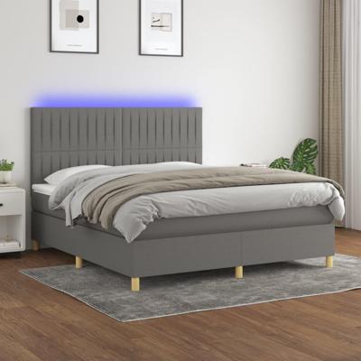 Boxspring met matras en LED stof donkergrijs 180x200 cm