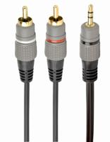 3.5 mm stereo plug to 2*RCA plugs 10m cable, gold-plated connectors - thumbnail