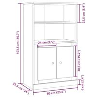 Hoge kast 60x35,5x103,5 cm bewerkt hout artisanaal eikenkleurig - thumbnail