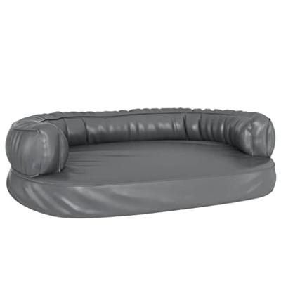VidaXL Hondenmand met ergonomisch schuim 88x65 cm kunstleer grijs