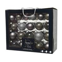 Kerstbal glas d7 cm grijs a12 42st Decoris - Decoris - thumbnail