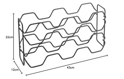 Metaltex Wijnrek Hexagon voor 10 Flessen 43x12x22 cm Zwart