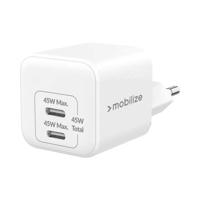 Mobilize Wall Charger 2x USB-C GaN 45W with PD/PPS White - thumbnail