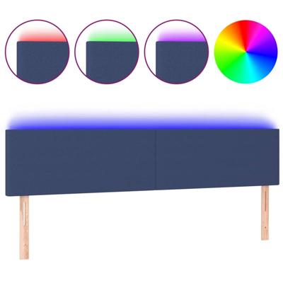 Hoofdbord LED 200x5x78/88 cm stof blauw