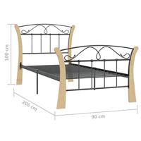 Bedframe metaal zwart 90x200 cm - thumbnail