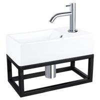 Differnz Differnz Force fonteinset keramiek - kraan gebogen - met handdoekrek chroom - thumbnail