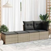 2-delige Loungeset met kussens poly rattan acacia grijs - thumbnail