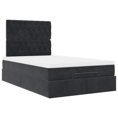 Ottoman bed met matrassen 90x190cm fluweel zwart