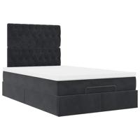 Ottoman bed met matrassen 90x190cm fluweel zwart - thumbnail