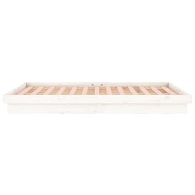 Bedframe LED massief hout wit 140x200 cm