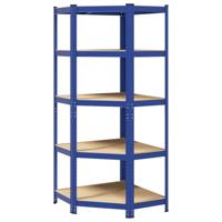 VidaXL Hoekrek 5-laags staal en bewerkt hout blauw - thumbnail