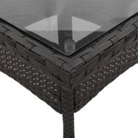 Tuintafel met glazen blad 80x80x75 cm poly rattan zwart - thumbnail