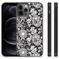 iPhone 12 Pro Max Skin Case Black Flowers - thumbnail
