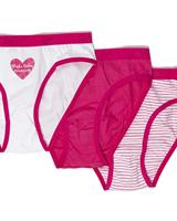 Set van 3 slipjes for girls van stretchkatoen Les Pockets blauw - thumbnail