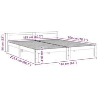 Bedframe zonder matras massief grenenhout wit 160x200 cm - thumbnail
