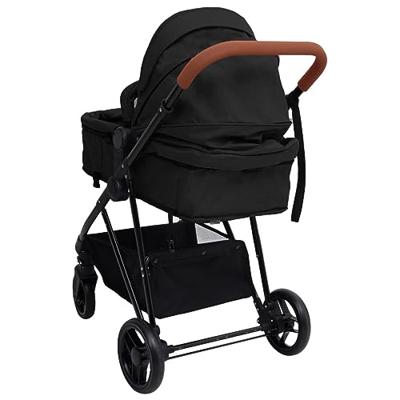 VidaXL Kinderwagen 3-in-1 staal antracietkleurig en zwart - thumbnail