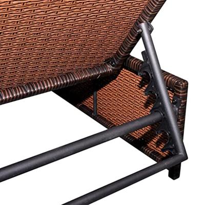 VidaXL Tuinstoelen 2 st verstelbaar met tafel poly rattan bruin