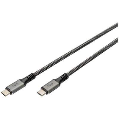 Digitus DB-300443-030-S USB-C-kabel USB 4.0 USB-C stekker 3.00 m Zwart Afscherming gevlochten, Afgeschermd, Scheurbestendig, Rond, 8K UHD