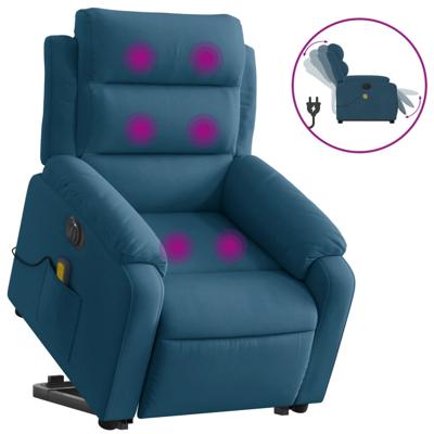Sta-op-massagestoel verstelbaar fluweel blauw
