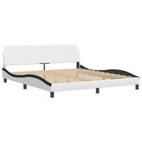 Bed met matras kunstleer wit en zwart 160x200 cm - thumbnail