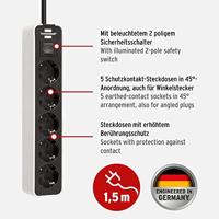 Brennenstuhl Ecolor stekkerdoos 5-voudig wit/zwart 1,5m H05VV-F 3G1,5 - 1153250020 - thumbnail