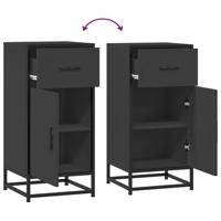 Dressoir 35,5x35x76 cm bewerkt hout en metaal zwart - thumbnail