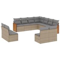 11-delige Tuinset met kussens poly rattan beige - thumbnail