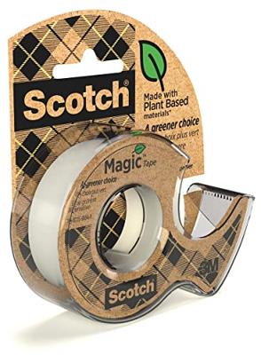 Plakband Magic Tape A greener choice ft 19 mm x 15 m, op dispenser van 100 % gerecycleerd plastic